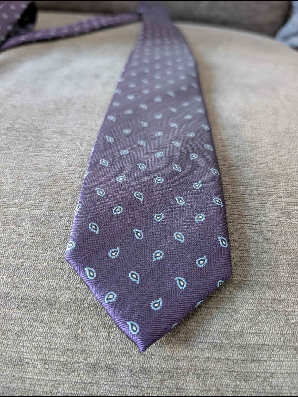 Perry Ellis Portfolio Men’s Tie Purple Blue Paisley Print Necktie
